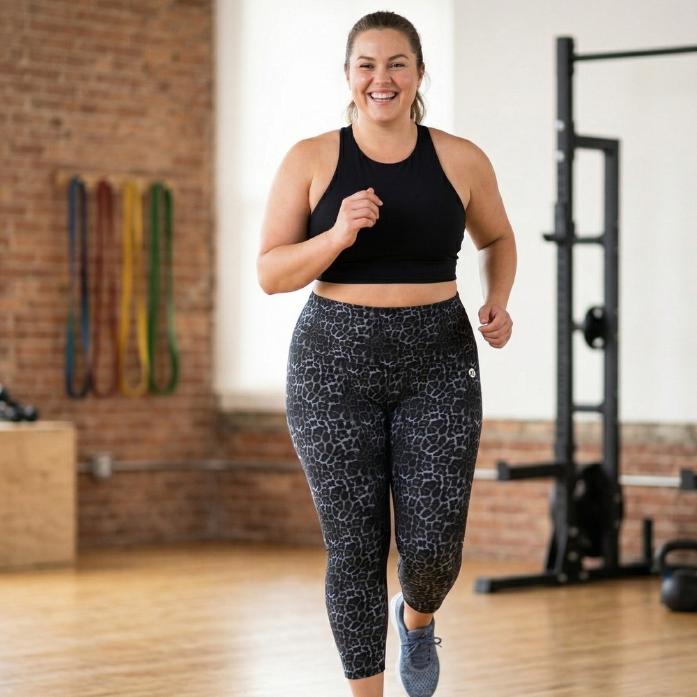 Active Truth Size 2XL Leggings Blue‎ Leopard Animal Print High Rise  Athletic
